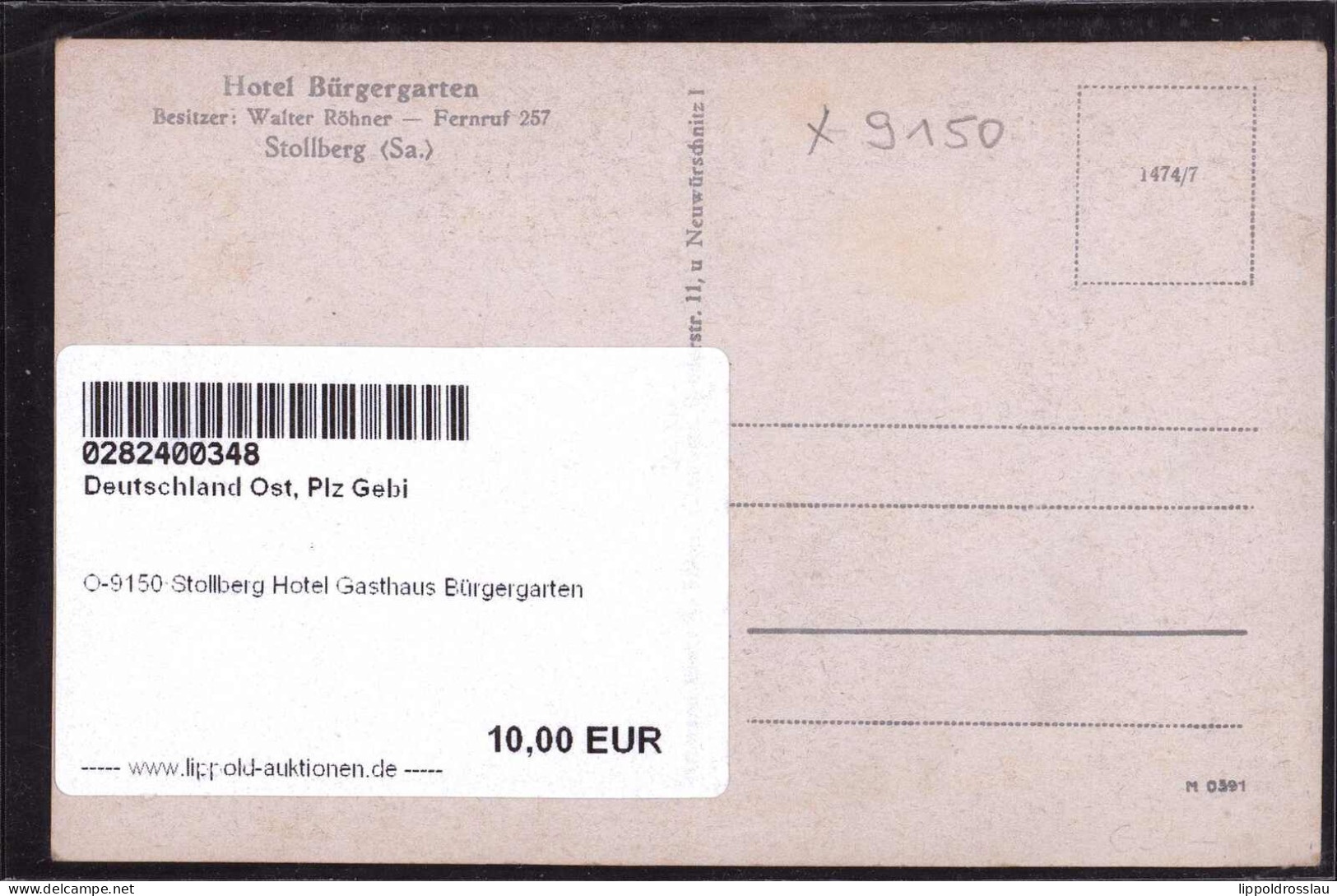 * O-9150 Stollberg Hotel Gasthaus Bürgergarten - Stollberg (Erzgeb.)