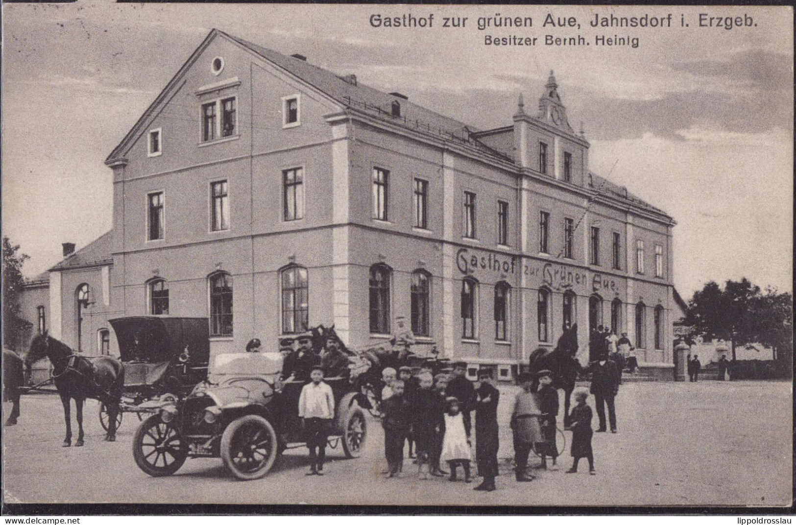 Gest. O-9152 Jahnsdorf Gasthaus Zur Grünen Aue 1913 - Stollberg (Erzgeb.)