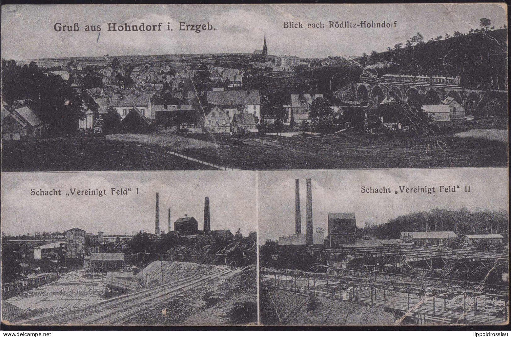 Gest. O-9158 Hohndorf Schacht Vereinigt Fel, Briefmarke Entfernt, Etwas Bügig - Stollberg (Erzgeb.)