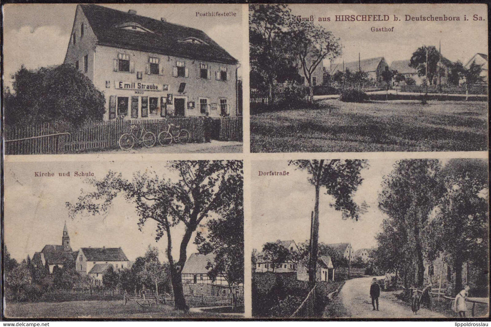 Gest. O-9201 Hirschfeld Gasthaus Posthilfsstelle Dorfstraße 1920 - Freiberg (Sachsen)