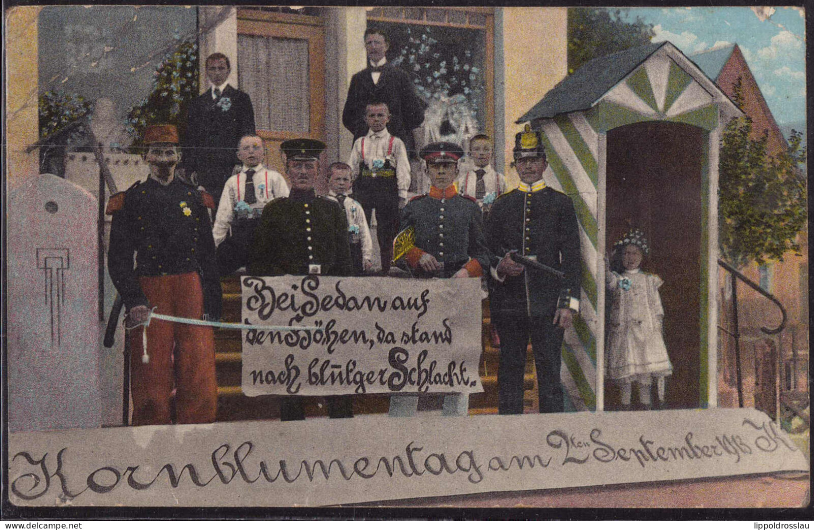 * O-9218 Oberbobritzsch Kornblumentag 1913, Mehrere Eckknicke - Freiberg (Sachsen)