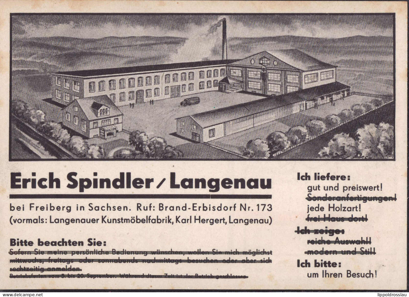 * W-92007 Langenau Möbelfabrik Spindler - Freiberg (Sachsen)