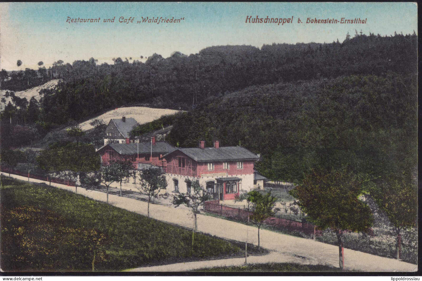 Gest. O-9271 Kuhschnappel Gasthaus Waldfrieden 1915 - Hohenstein-Ernstthal