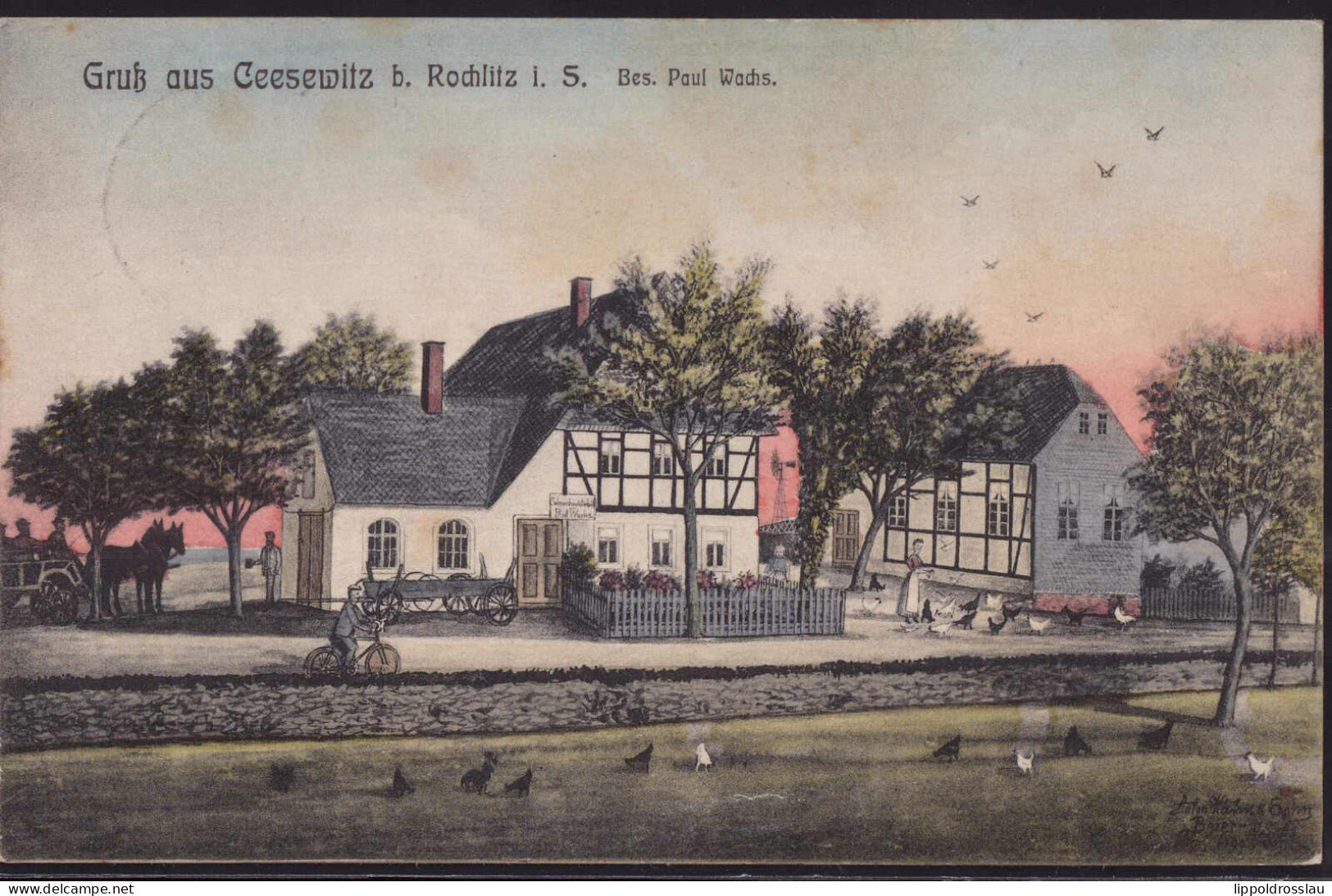Gest. O-9291 Ceesewitz Gasthaus Paul Wachs 1908 - Rochlitz