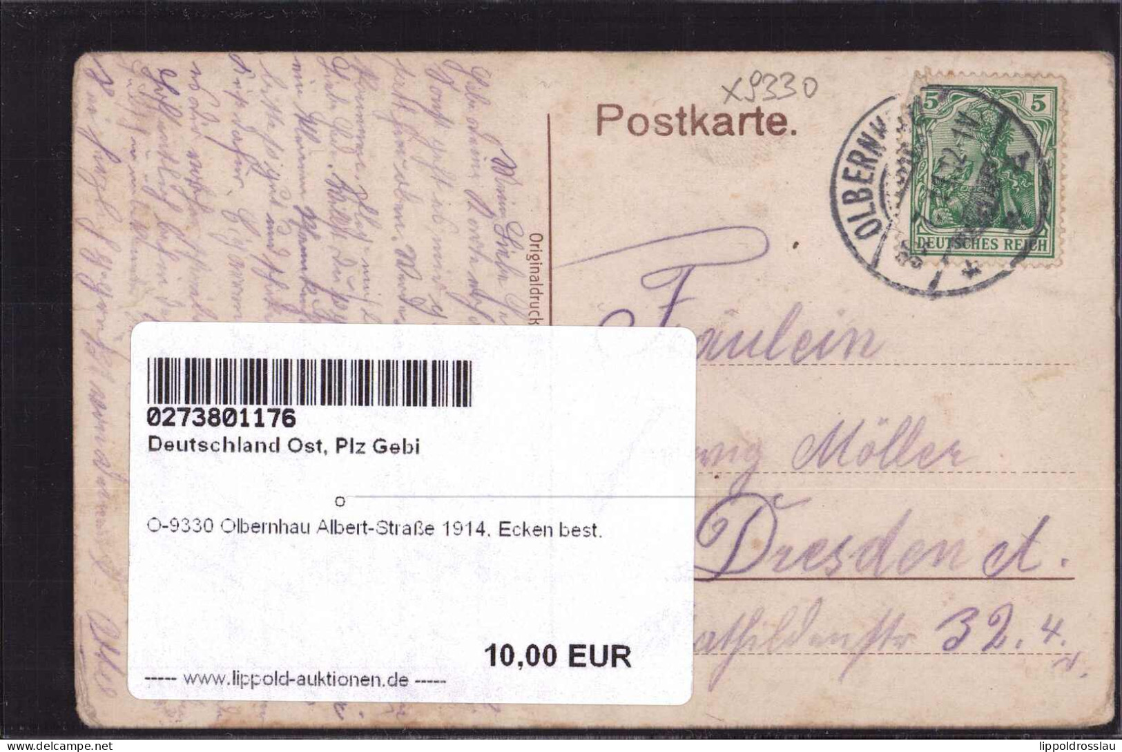 Gest. O-9330 Olbernhau Albert-Straße 1914, Ecken Best. - Olbernhau