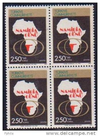 1975 TURKEY NAMIBIA DAY BLOCK OF 4 MNH ** - Neufs