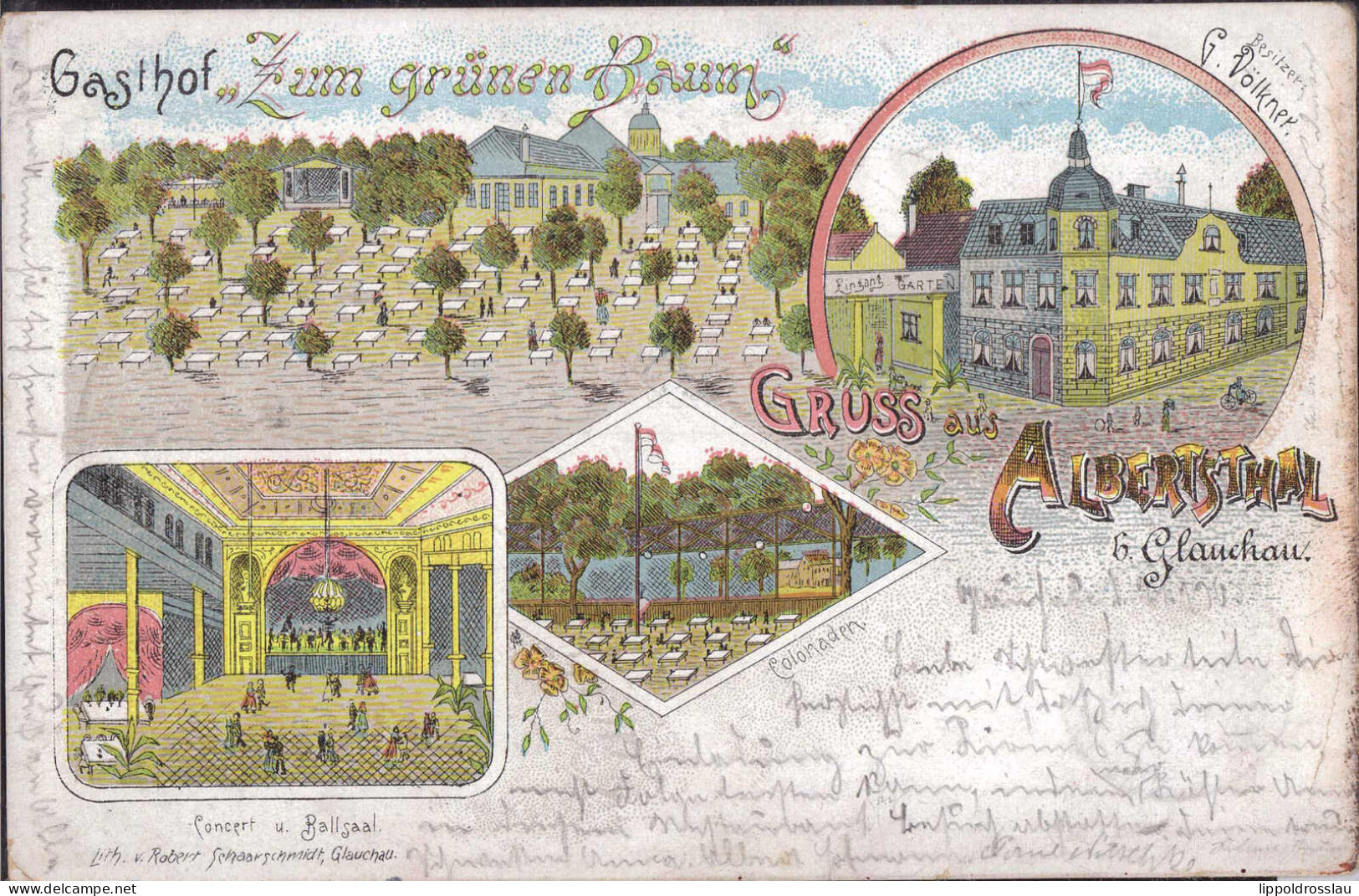 Gest. O-9610 Glauchau Gasthaus Zum Grünen Baum 1903, EK 3mm - Glauchau