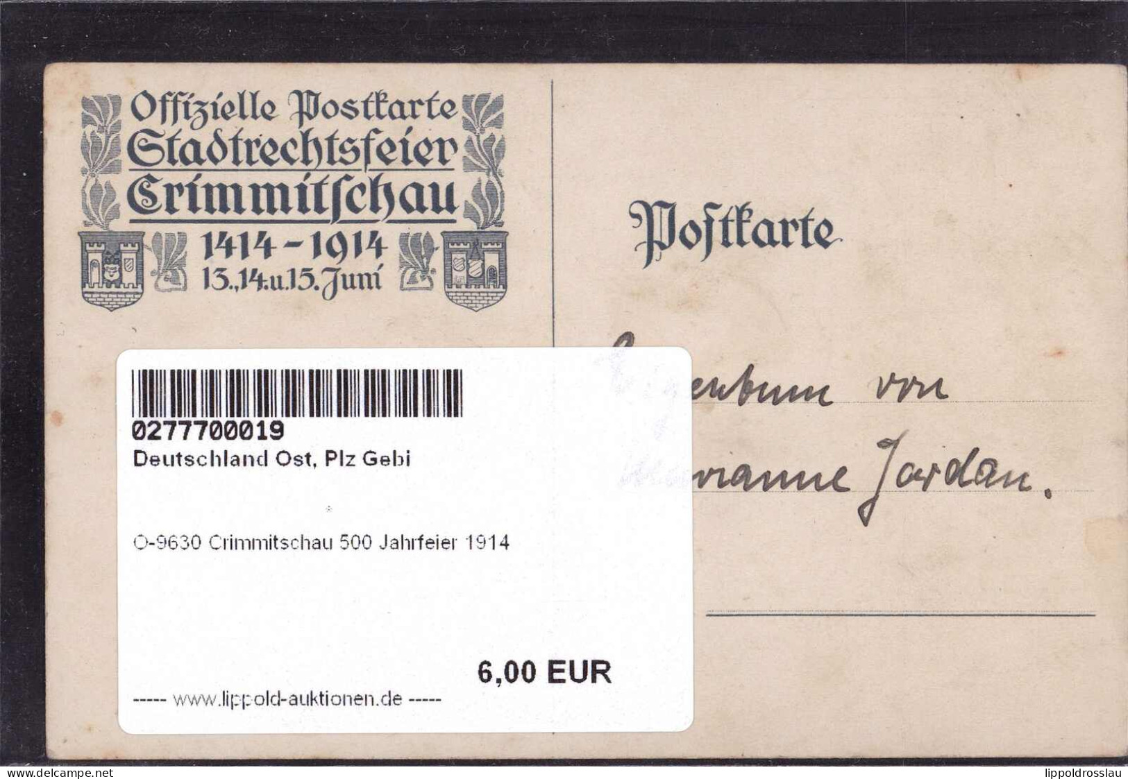 * O-9630 Crimmitschau 500 Jahrfeier 1914 - Crimmitschau