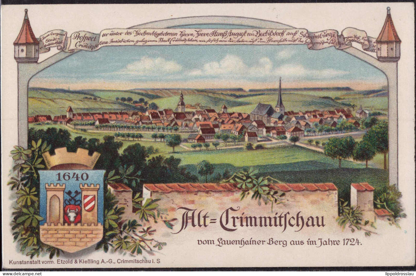 * O-9630 Crimmitschau Blick Zum Ort, Historisches Motiv 1914 - Crimmitschau