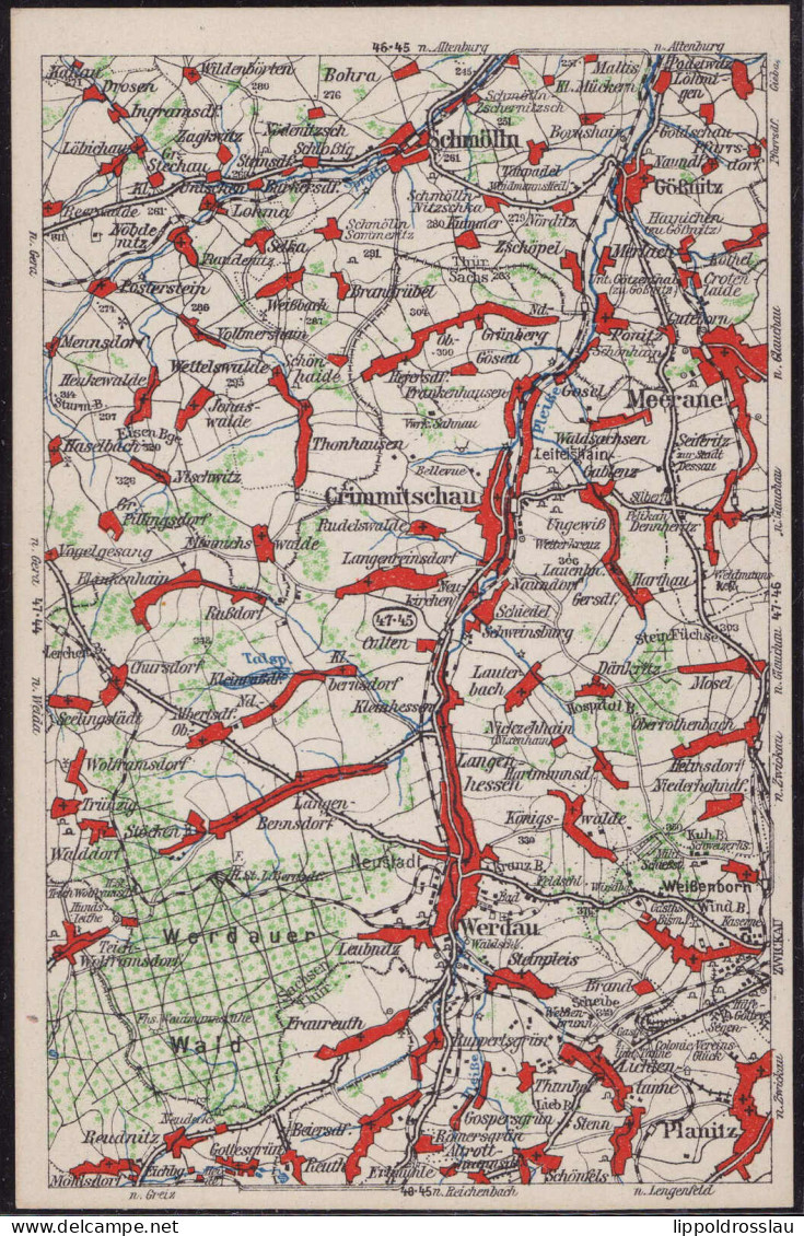 * O-9630 Crimmitschau Wona-Umgebungskarte 47-45 - Crimmitschau