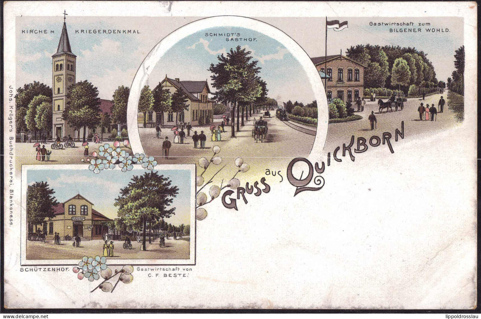 * W-2085 Quickborn Gasthaus Schmidt Gasthaus Bilsener Gasthaus Schützenhof, 2x EK 9mm - Ahrensburg