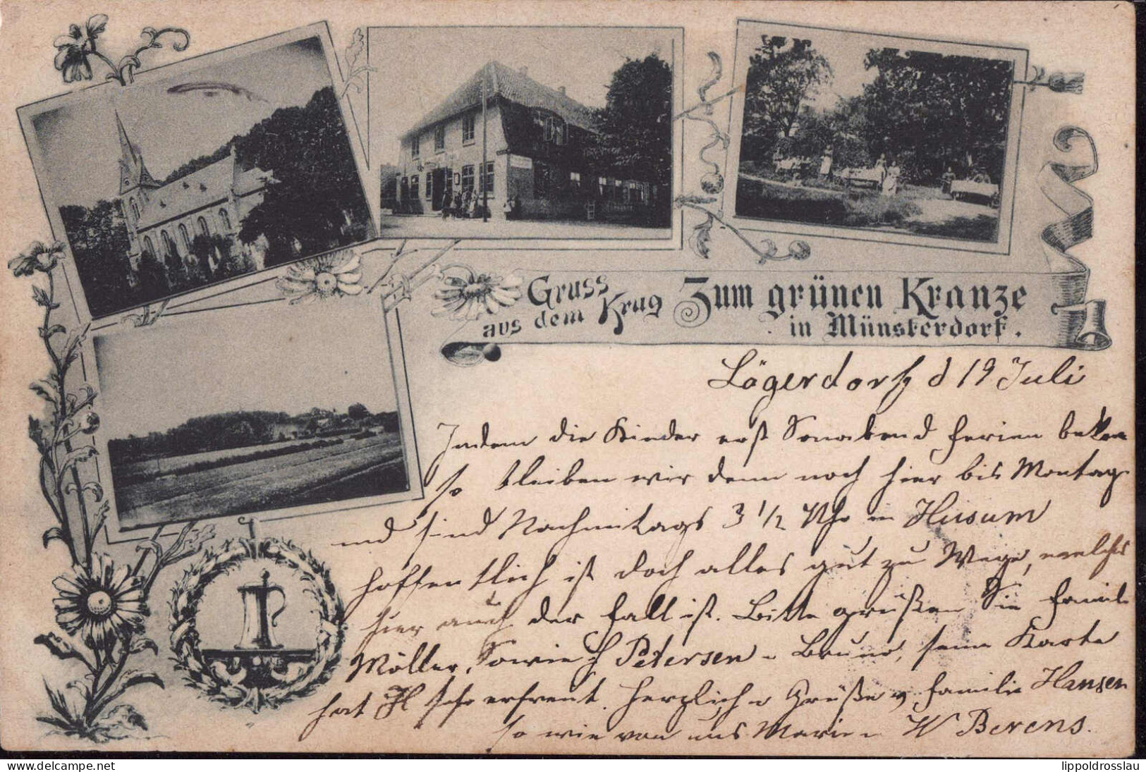 Gest. W-2211 Münsterdorf Gasthaus Zum Grünen Kranze 1898 - Itzehoe