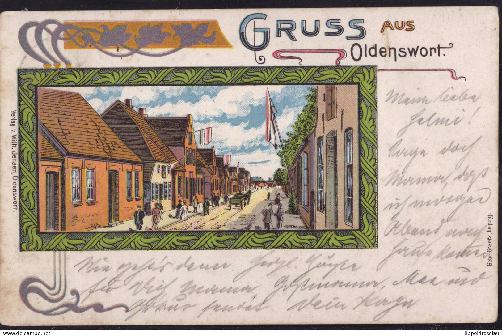 Gest. W-2241 Oldenswort Straßenpartie 1905 - Heide