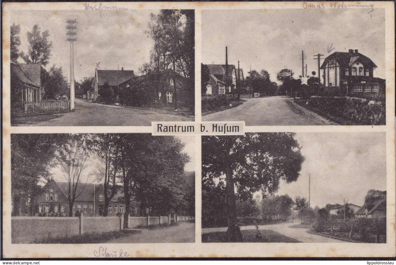 Gest. W-2251 Rantrum 4-Bild-Straßenkarte 1949 - Husum