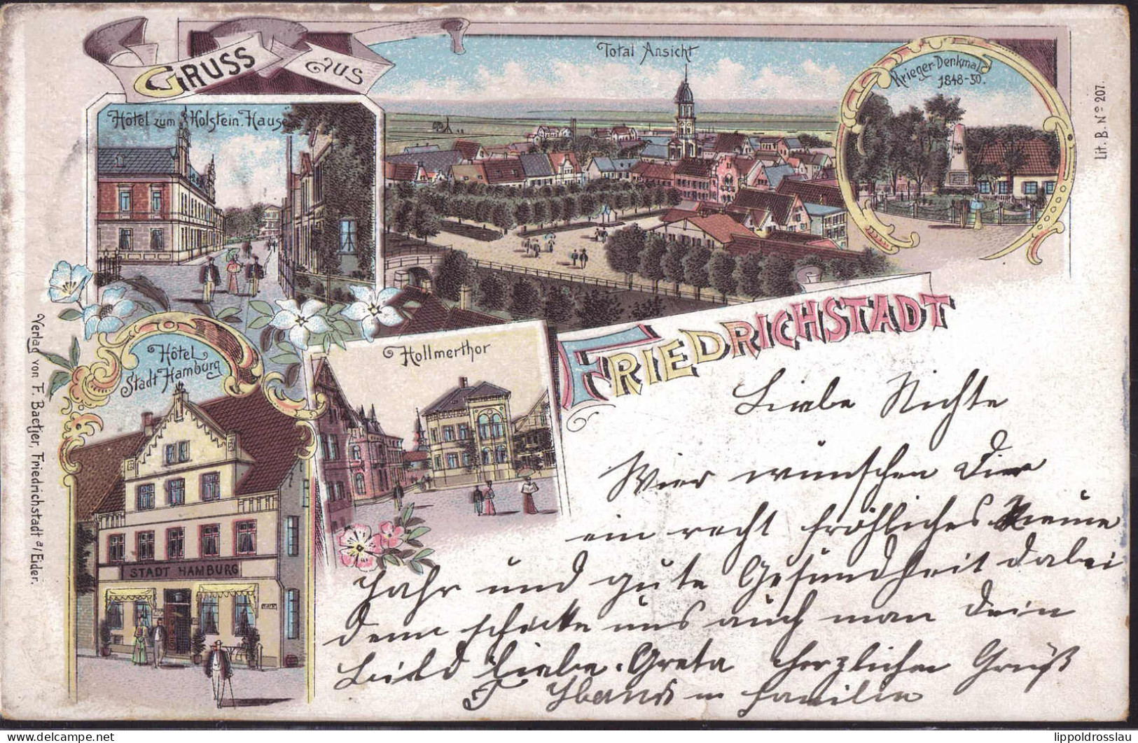 Gest. W-2254 Friedrichstadt Hotel Zum Hosteinhaus Gasthaus Stadt Hamburg 1899, Briefmarke Entfernt - Husum