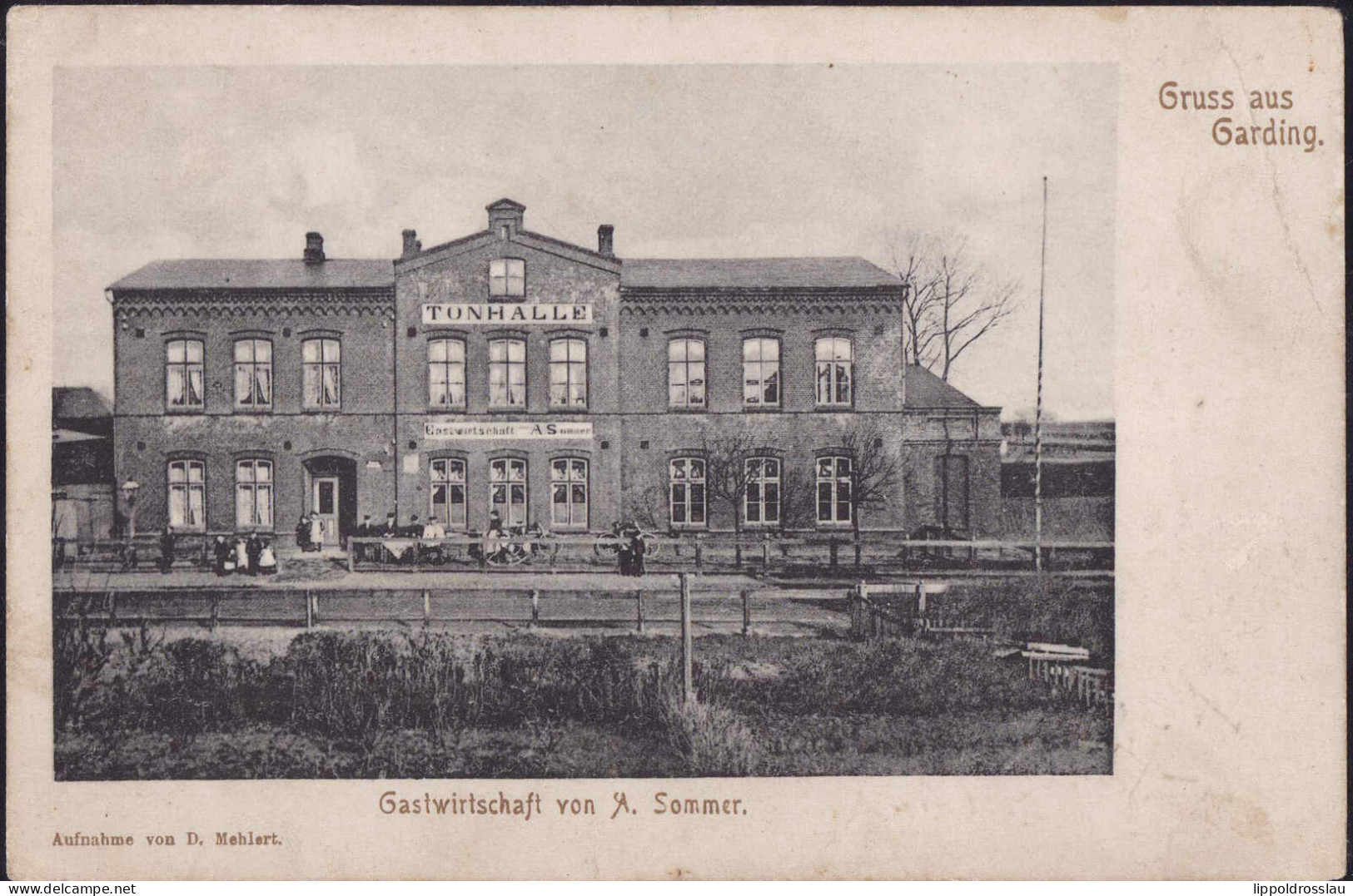 Gest. W-2256 Garding Gasthaus Tonhalle Sommer 1907, Bug 4cm - Husum