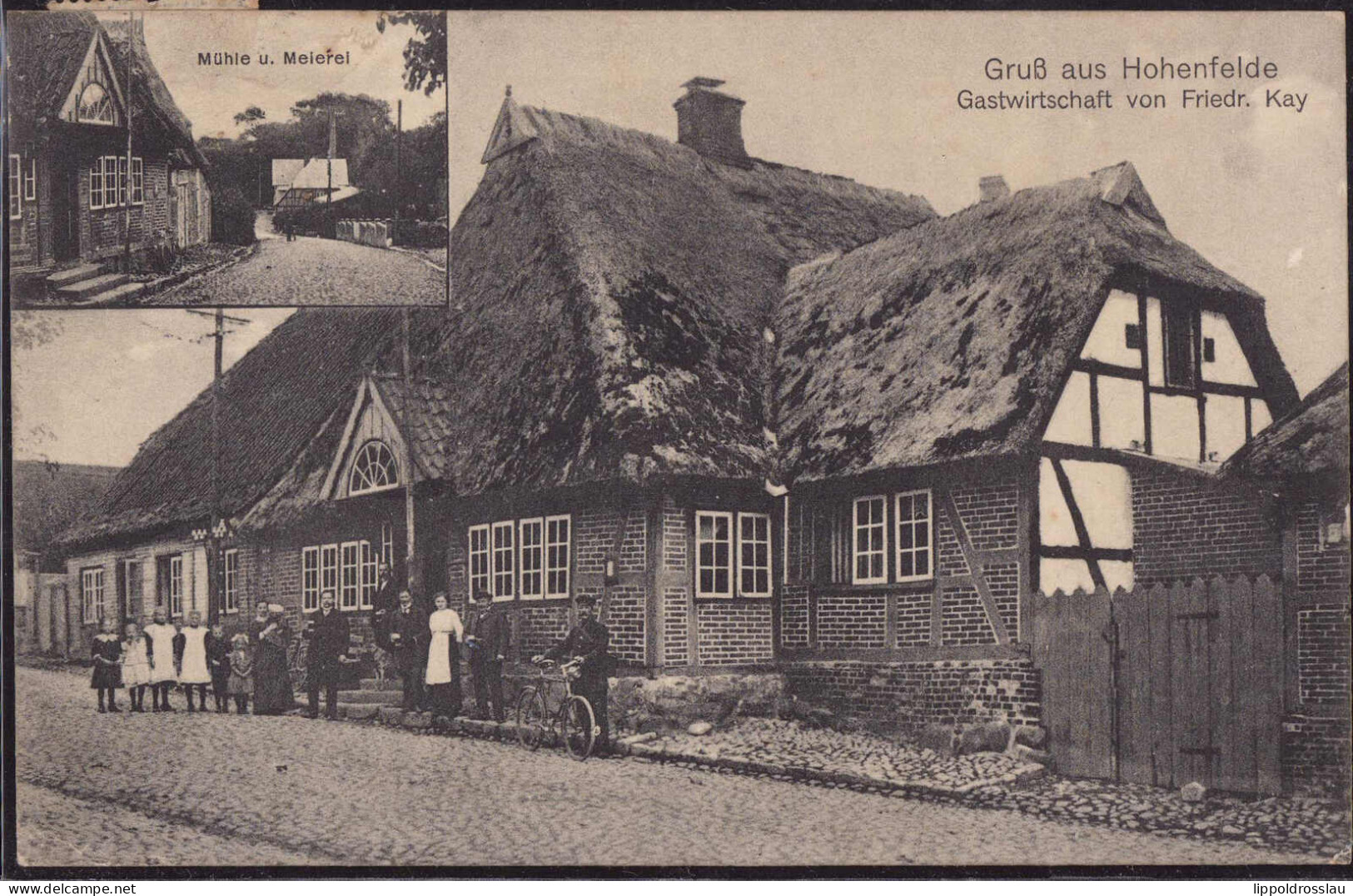 Gest. W-2318 Hohenfelde Gasthaus Kay Mühle Meierei 1913 - Kiel