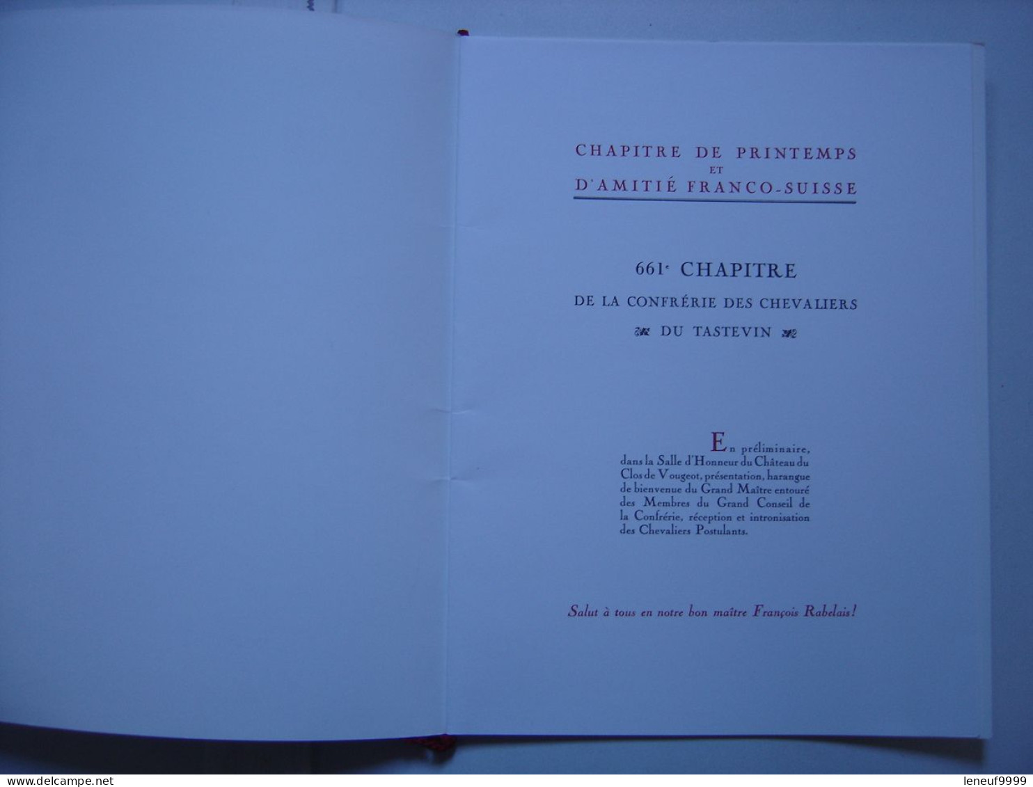 Menu CLOS DE VOUGEOT 1987 Chevaliers Tastevin JP DELAMURAZ Ministre Suisse - Menus