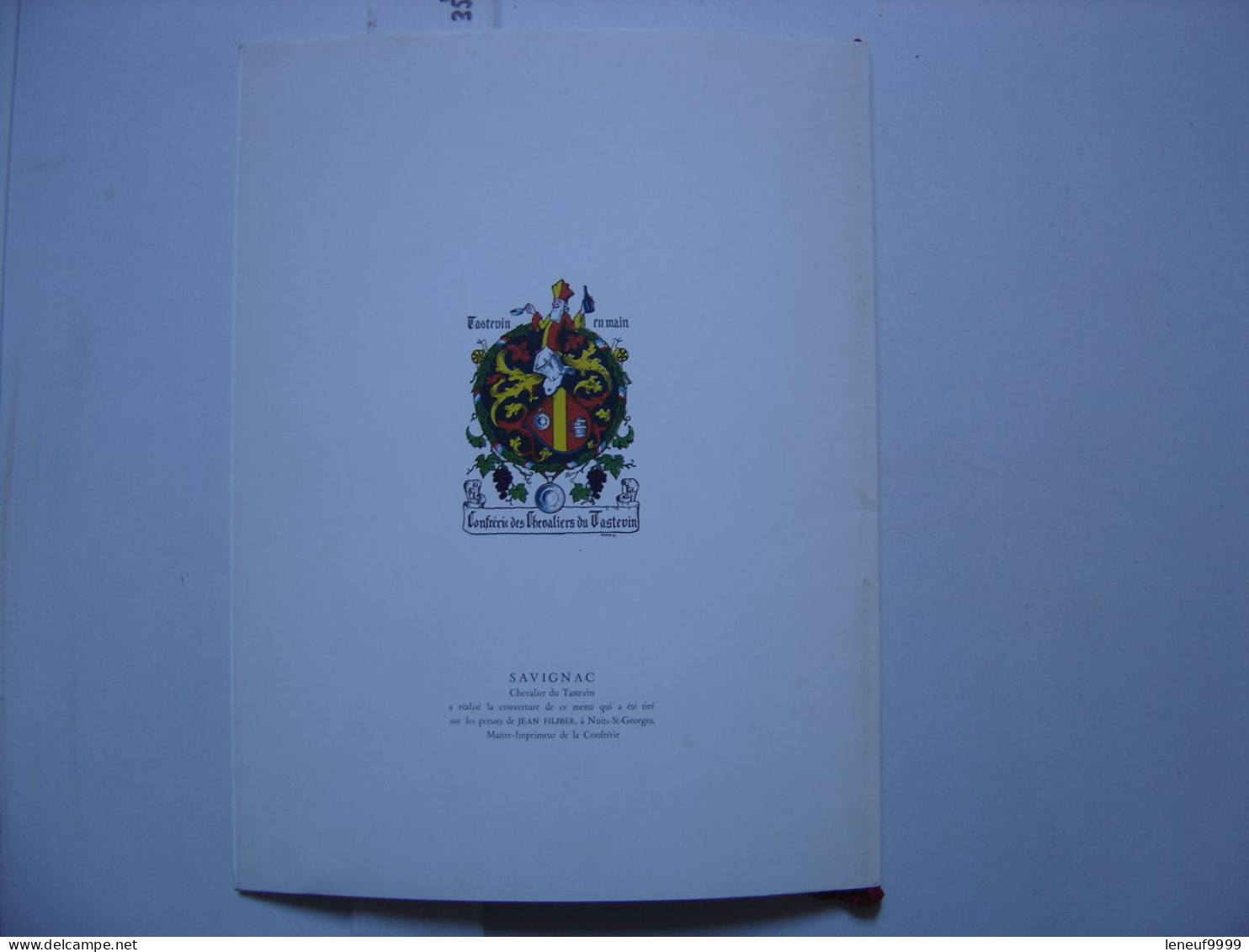 Menu CLOS DE VOUGEOT 1987 Chevaliers Tastevin JP DELAMURAZ Ministre Suisse - Menus