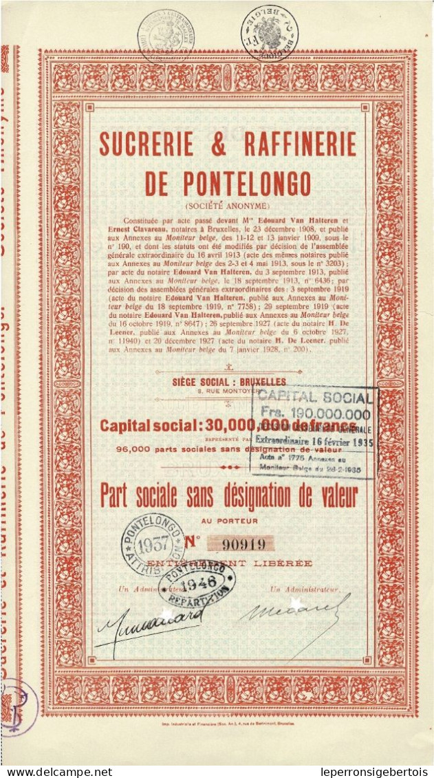 - Titre De 1928 - Sucrerie Et Raffinerie De Pontelongo - - Industrial