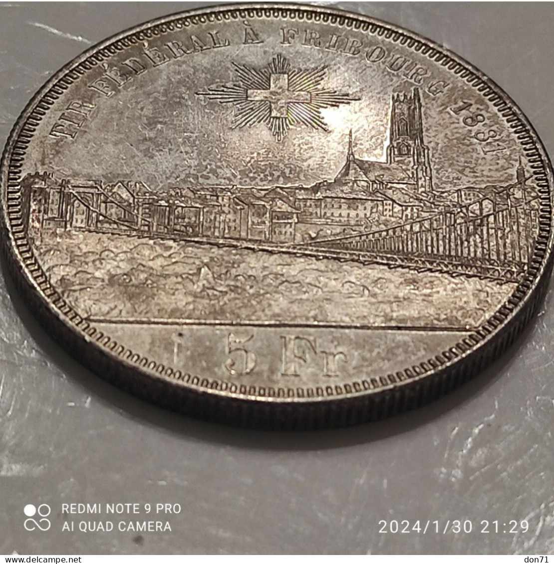 Friburgo - 5 franchi 1881 (qFDC/FDC)