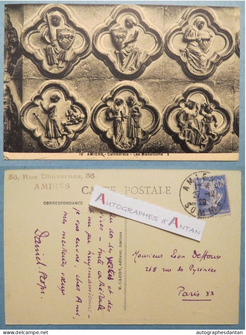 ● CPA 1929 DANIEL ROPS écrivain à Léon DEFFOUX Journaliste - AMIENS - Huysmans Epinal Tresserve Carte Lettre Autographe - Escritores