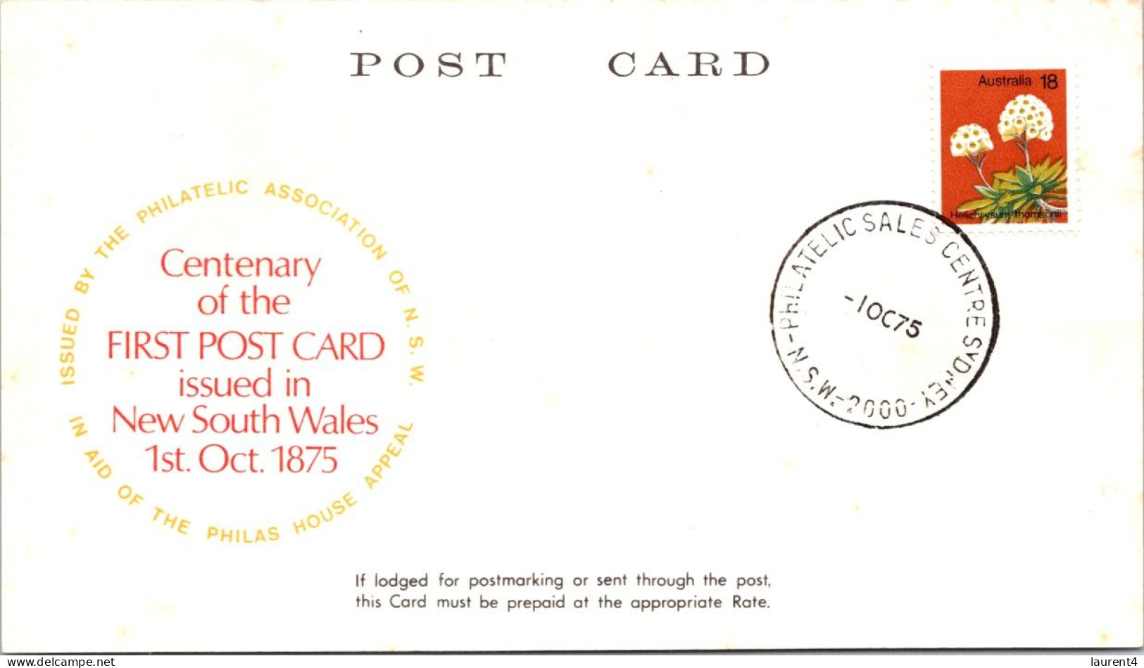 26-4-2024 (4 Y 6) Centenary Of The First Postcard Issued In New South Wales (1-10-1875) 1-10-1975 (2 Cards) - Poste & Postini