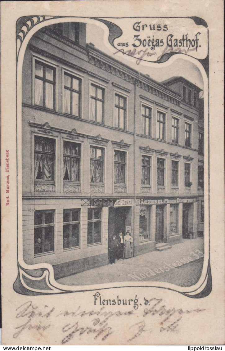 Gest. W-2390 Flensburg Gasthaus Zoegas 1904, EK 2,8 Cm - Flensburg