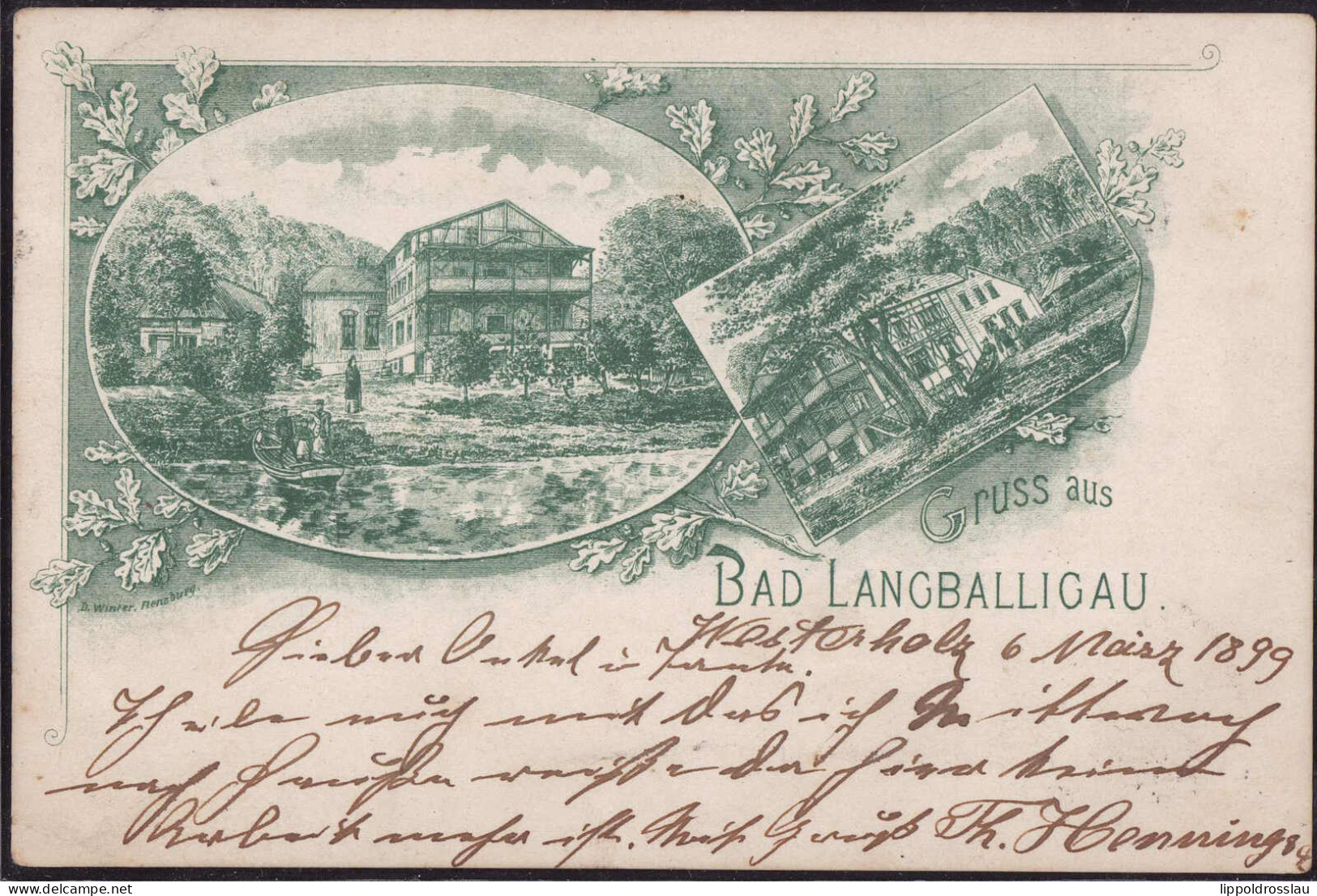 Gest. W-2391 Langballigau Gasthaus Hotel 1899 - Flensburg