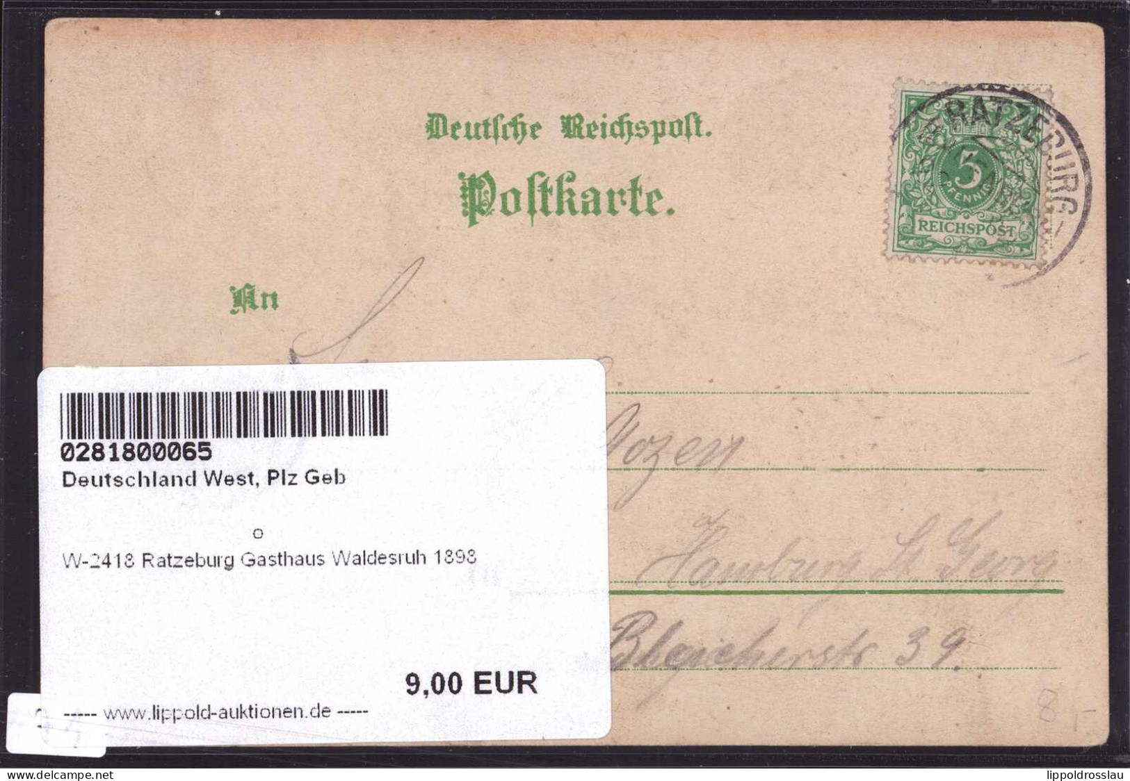 Gest. W-2418 Ratzeburg Gasthaus Waldesruh 1898 - Moelln