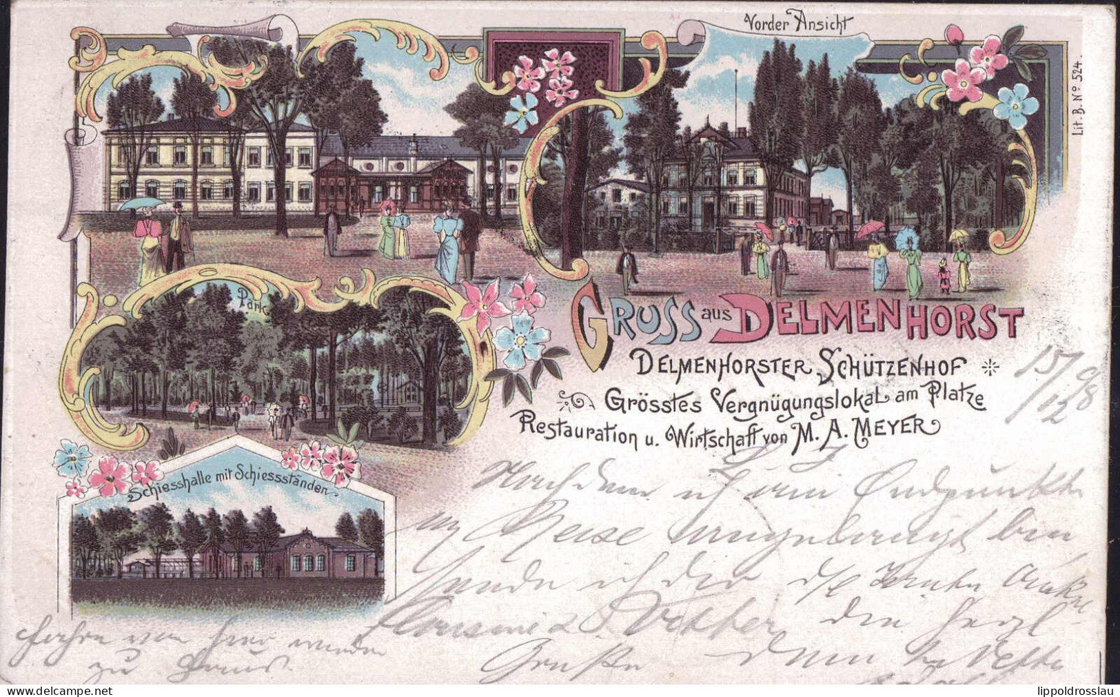 Gest. W-2870 Delmenhorst Gasthaus Schützenhof Meyer 1898 - Delmenhorst