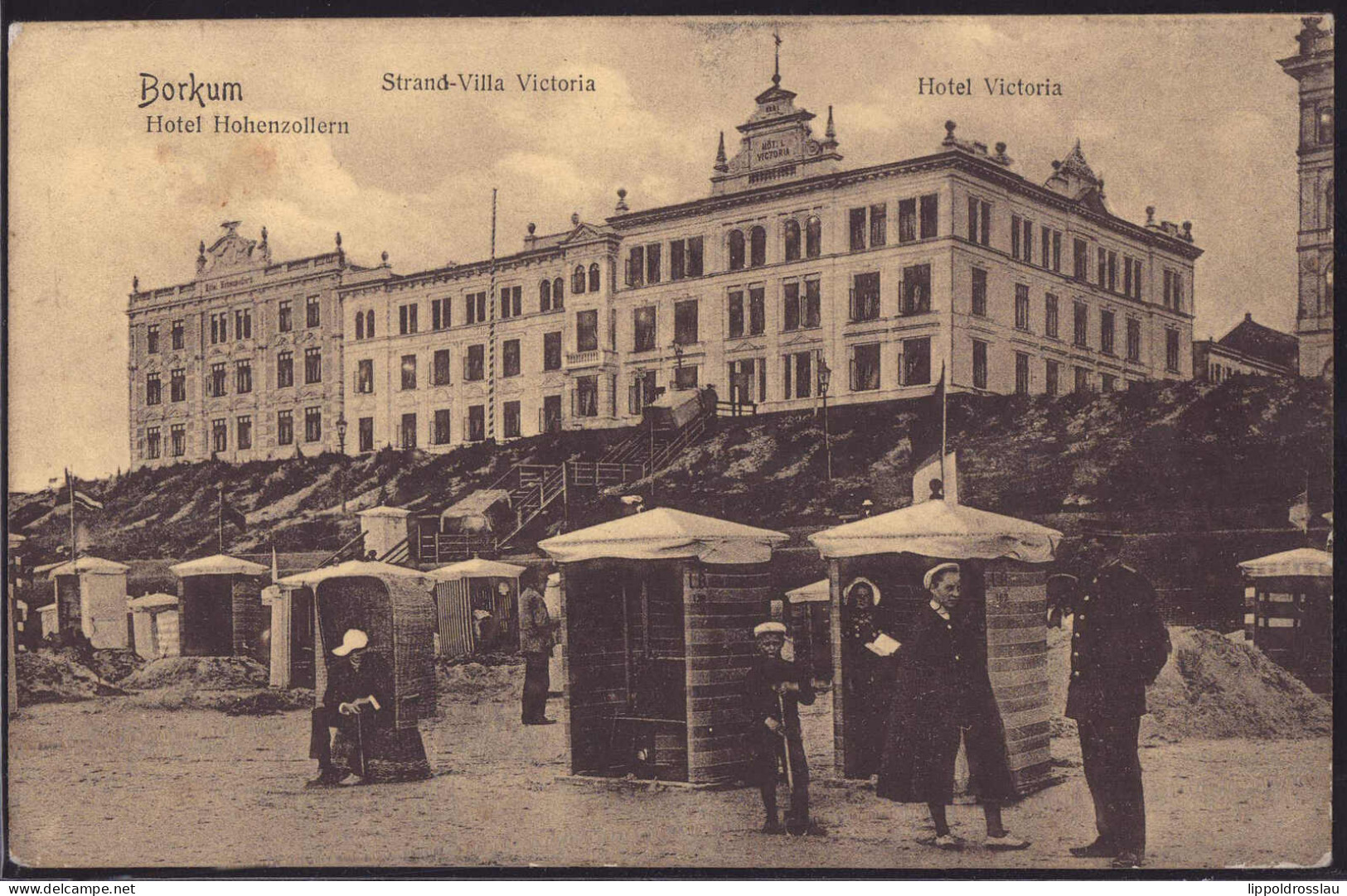 Gest. W-2972 Borkum Hotel Victoria Hotel Hohenzollern, Feldpost 1917 - Emden