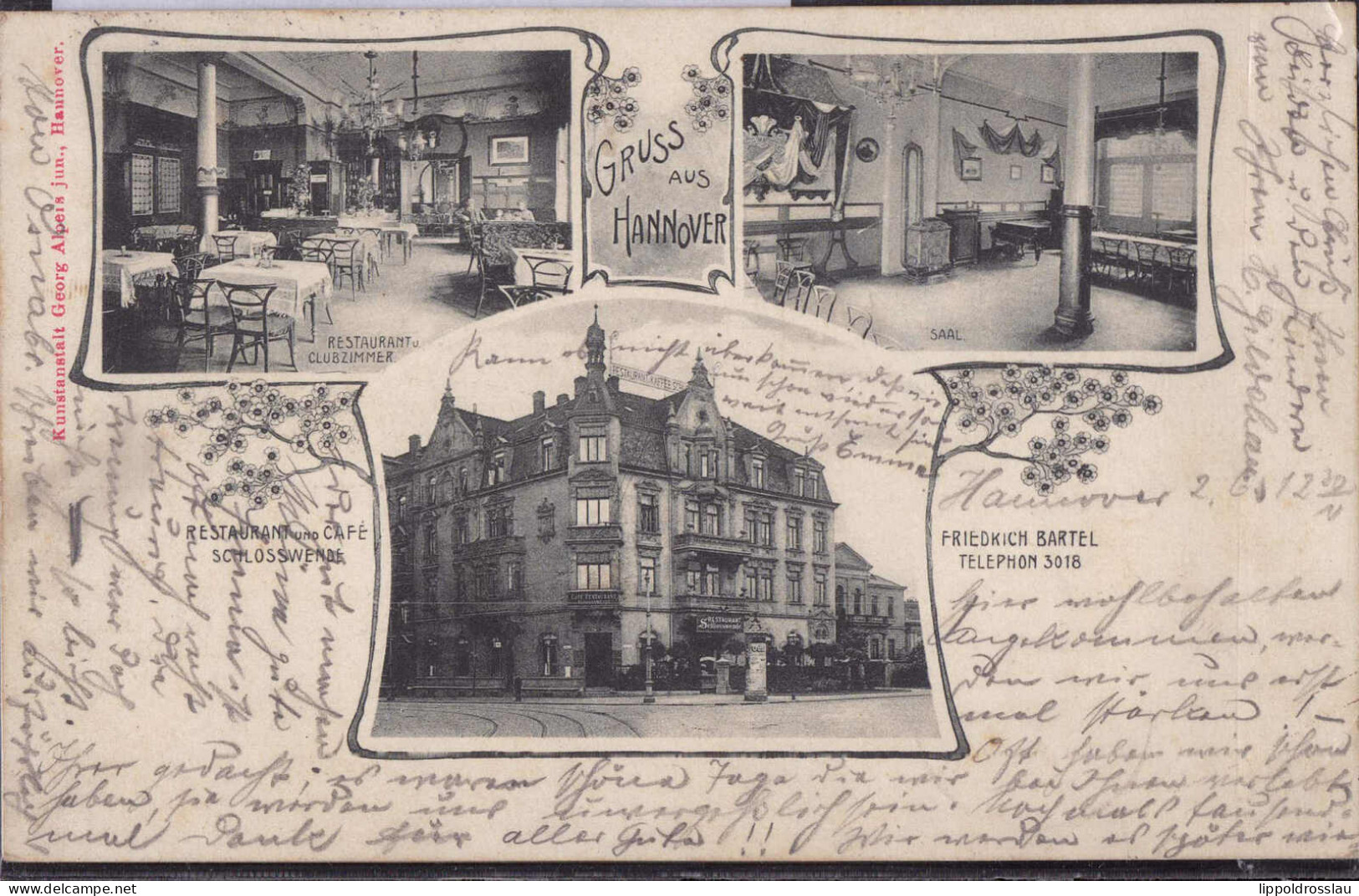 Gest. W-3000 Hannover Gasthaus Friedrich Bartel 1904 - Hannover