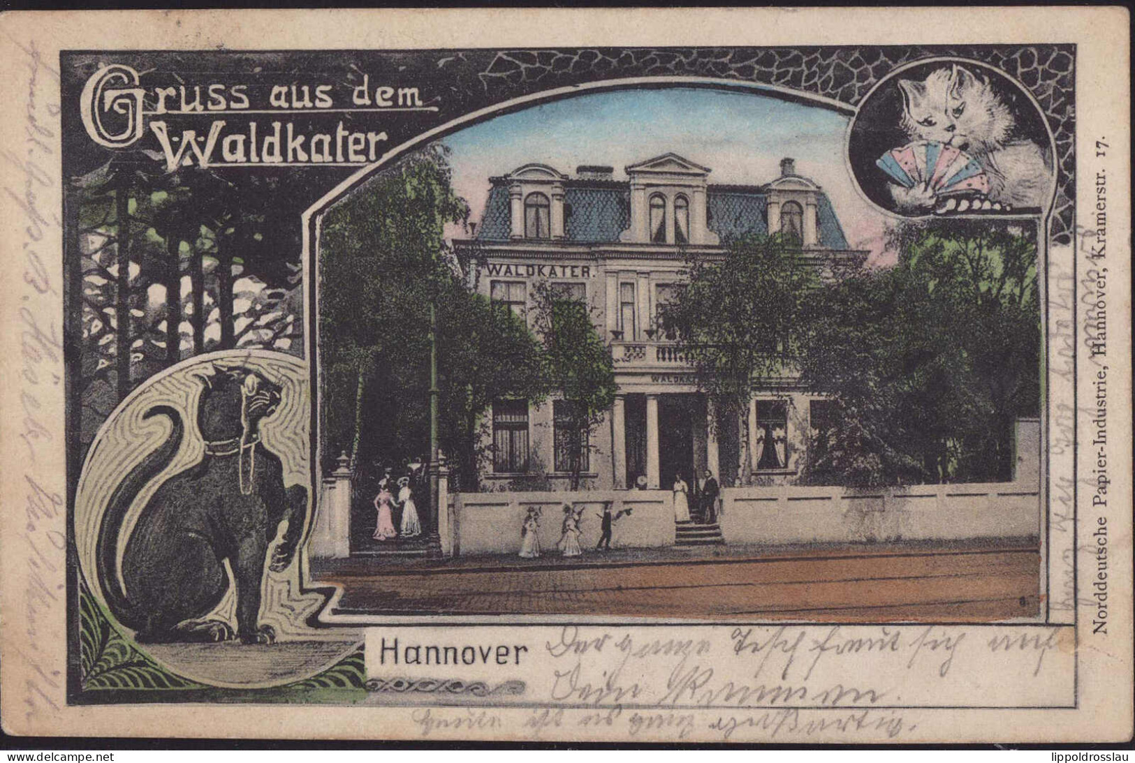 Gest. W-3000 Hannover Gasthaus Waldkater 1909 - Hannover