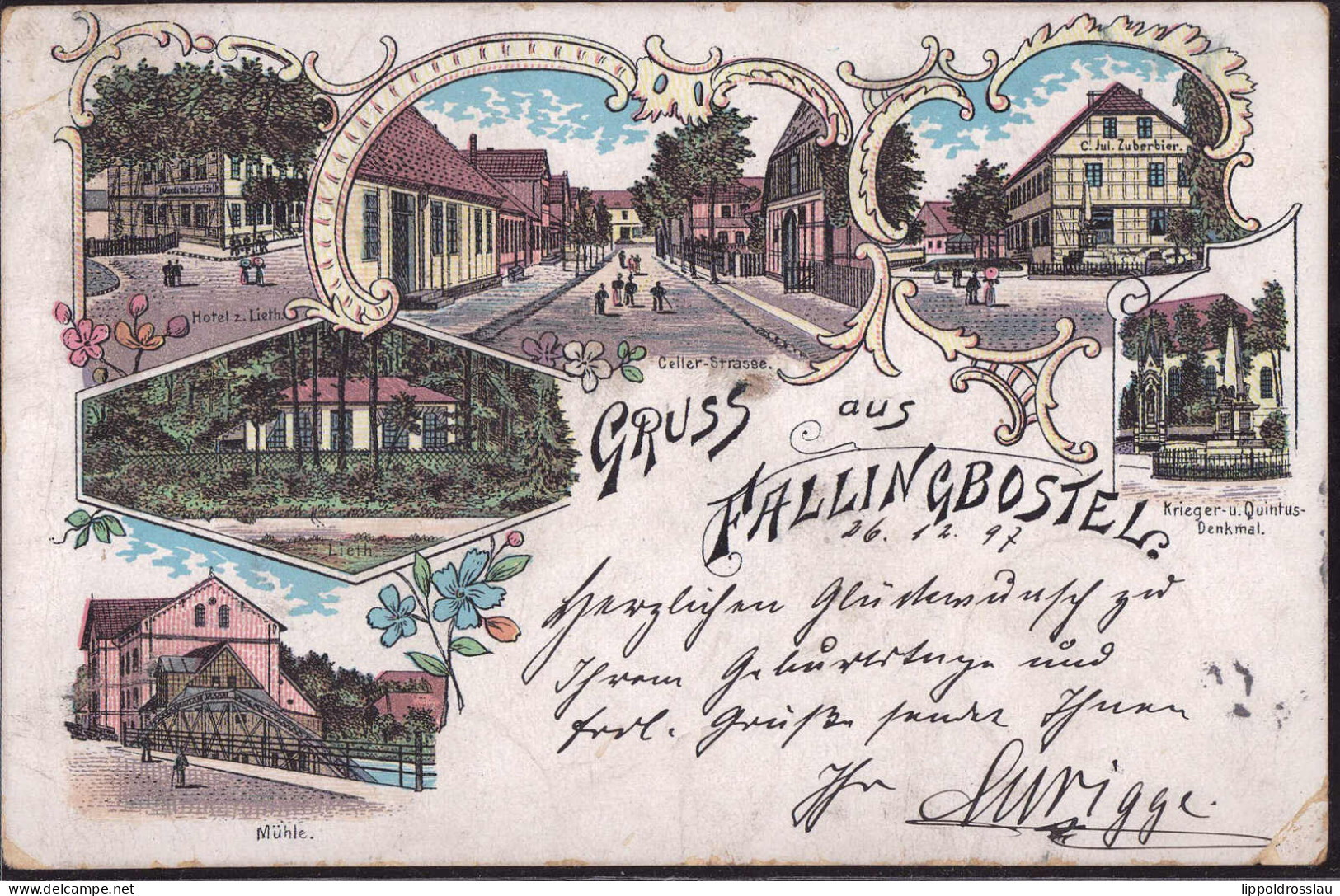Gest. W-3032 Fallingbostel Celler Straße Gasthaus Mühle 1897, EK 1cm, Ecken Best. - Walsrode