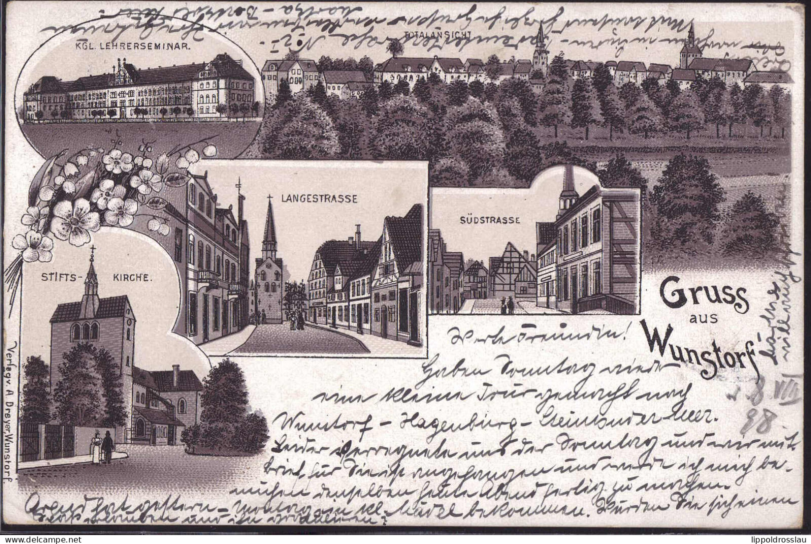 Gest. W-3050 Wunstorf Langestraße Südstraße 1898, EK 3mm - Wunstorf