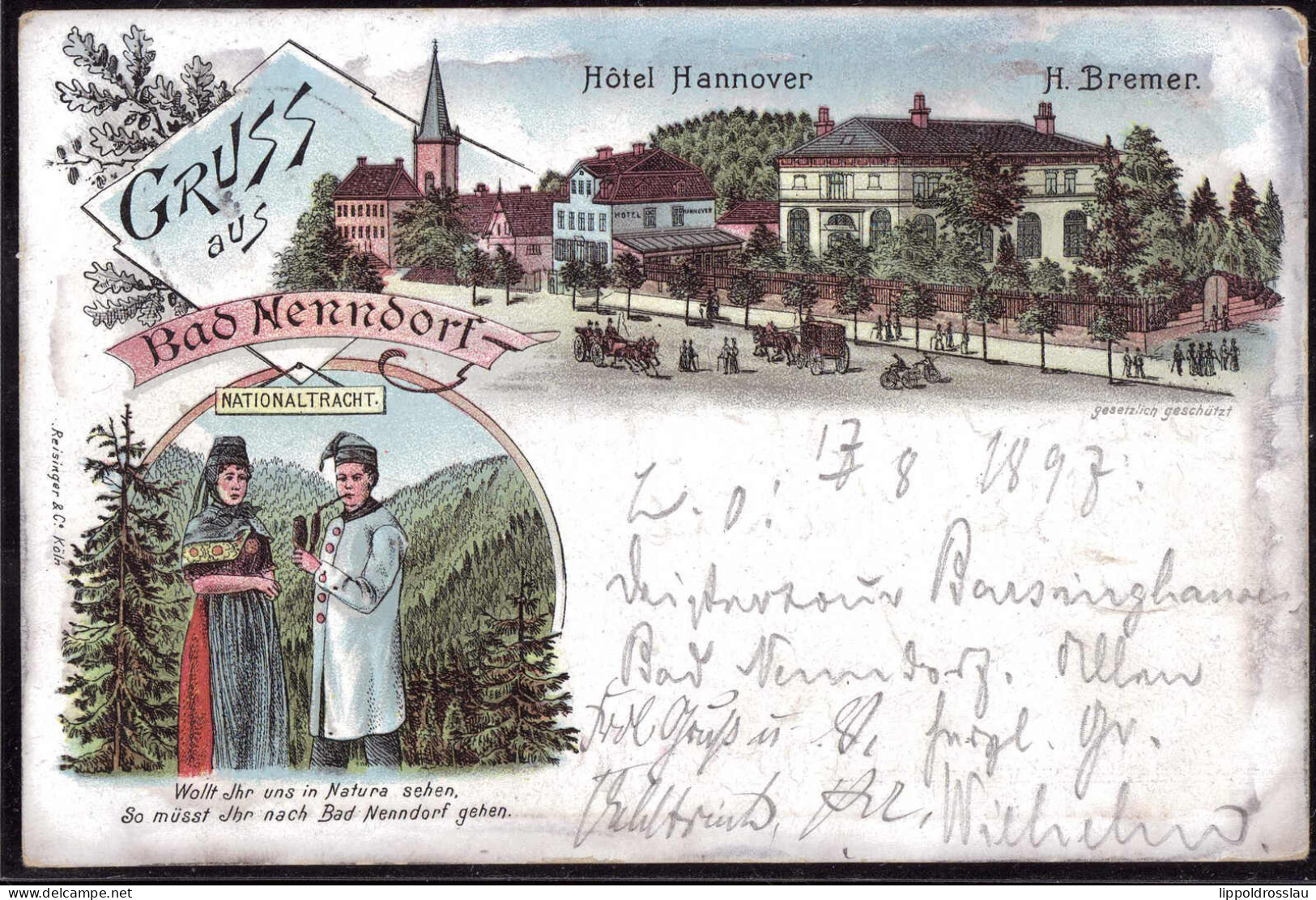 Gest. W-3052 Bad Nenndorf Hotel Gasthaus Hannover 1897 - Wunstorf