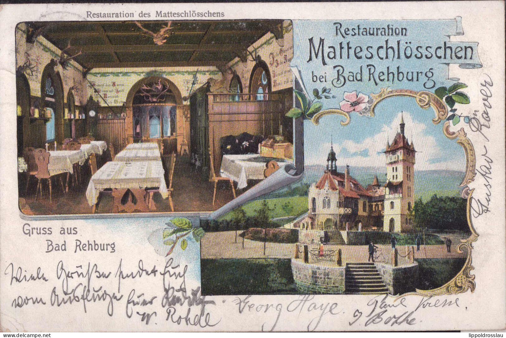 Gest. W-3056 Bad Rehburg Gasthaus Matteschlößchen 1903, EK 9mm - Wunstorf