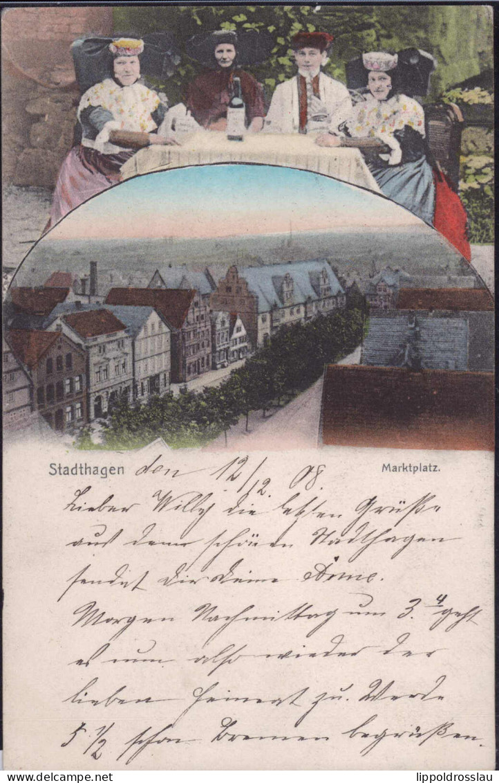Gest. W-3060 Stadthagen Markt Trachtengruppe 1908 - Stadthagen