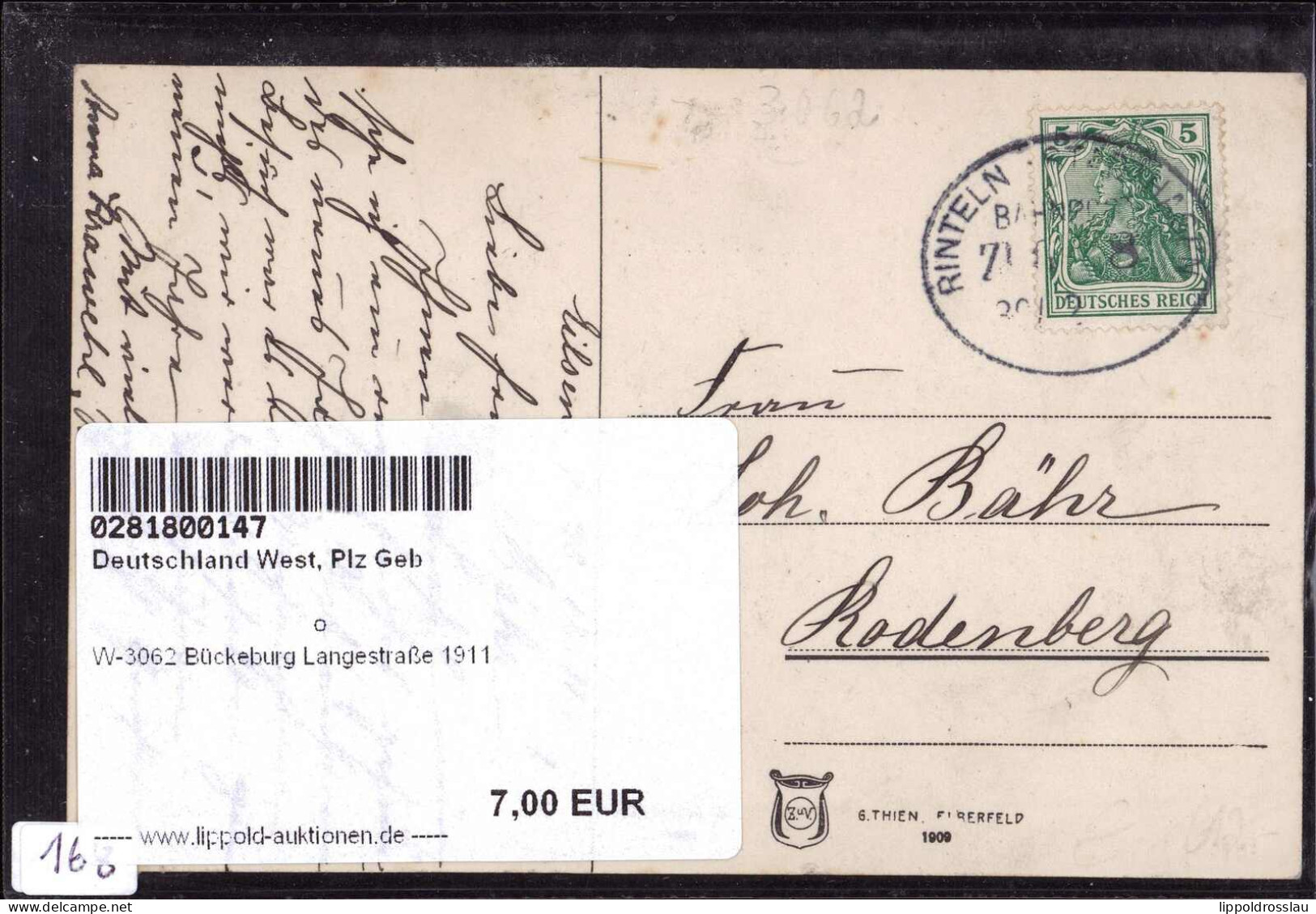 Gest. W-3062 Bückeburg Langestraße 1911 - Stadthagen