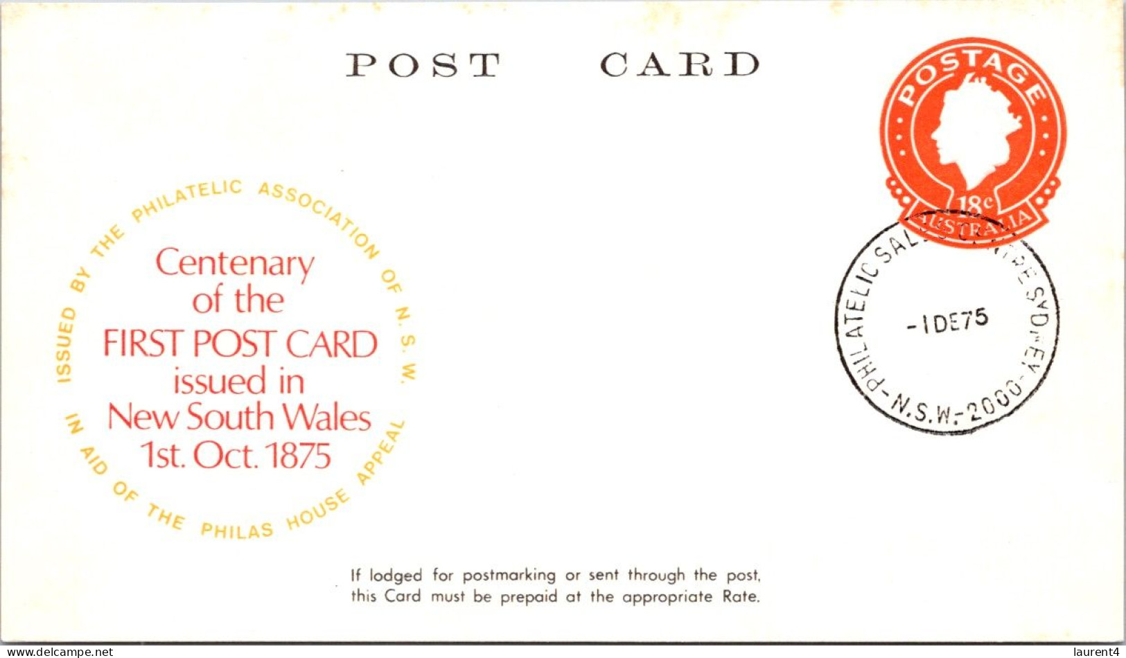 26-4-2024 (4 Y 6) Centenary Of The First Postcard Issued In New South Wales (1-10-1875) 1-10-1975 (2 Cards) - Poste & Postini