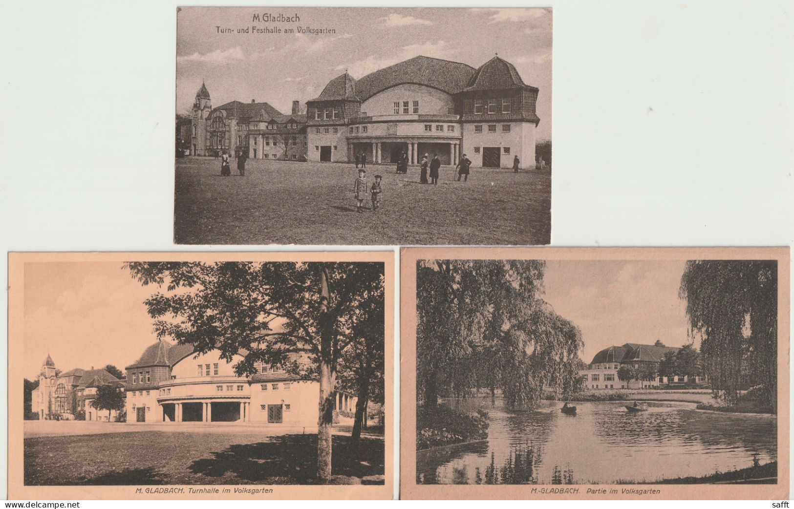 Lot Mit 3 Alten Ansichtskarten Mönchengladbach, Turnhalle Und Volksgarten Um 1910 - Mönchengladbach