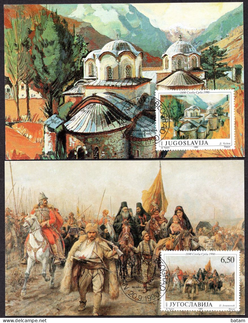 Yugoslavia 1990 - The 300th Anniversary Of The Great Migration Of Serbs To Hungary - Monastery - Maximum Card - Cartas & Documentos