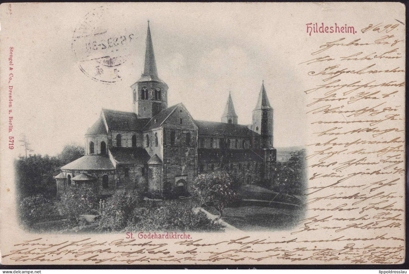 Gest. W-3200 Hildesheim St. Godelhardikirche Reliefprägekarte 1899 - Hildesheim