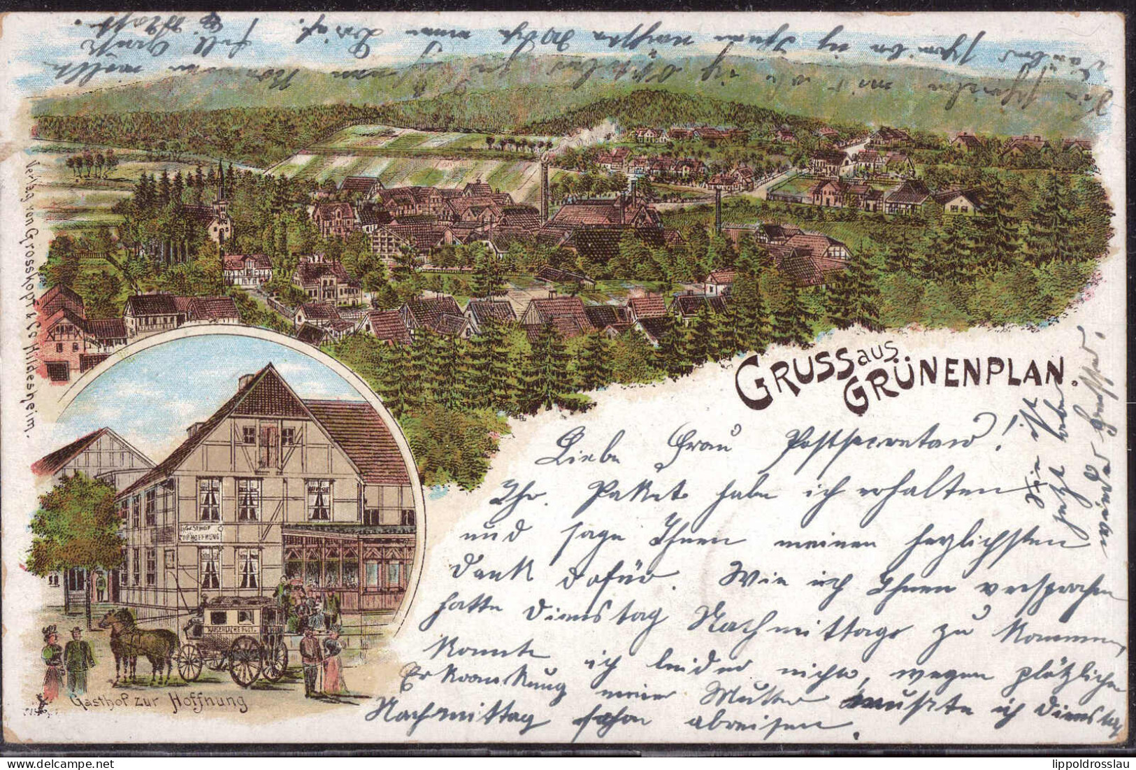 Gest. W-3223 Grünenplan Gasthaus Zur Hoffnung 1899 - Alfeld