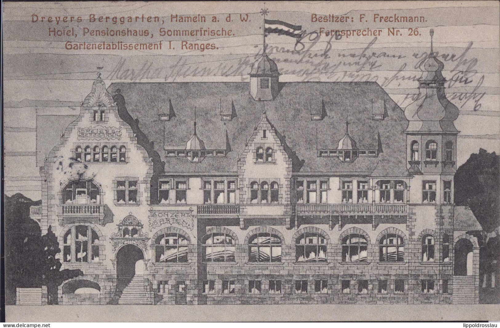 Gest. W-3250 Hameln Gasthaus Dreyers Berggarten 1908 - Hameln (Pyrmont)