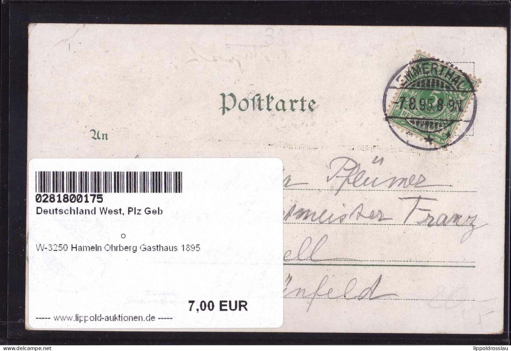 Gest. W-3250 Hameln Ohrberg Gasthaus 1895 - Hameln (Pyrmont)