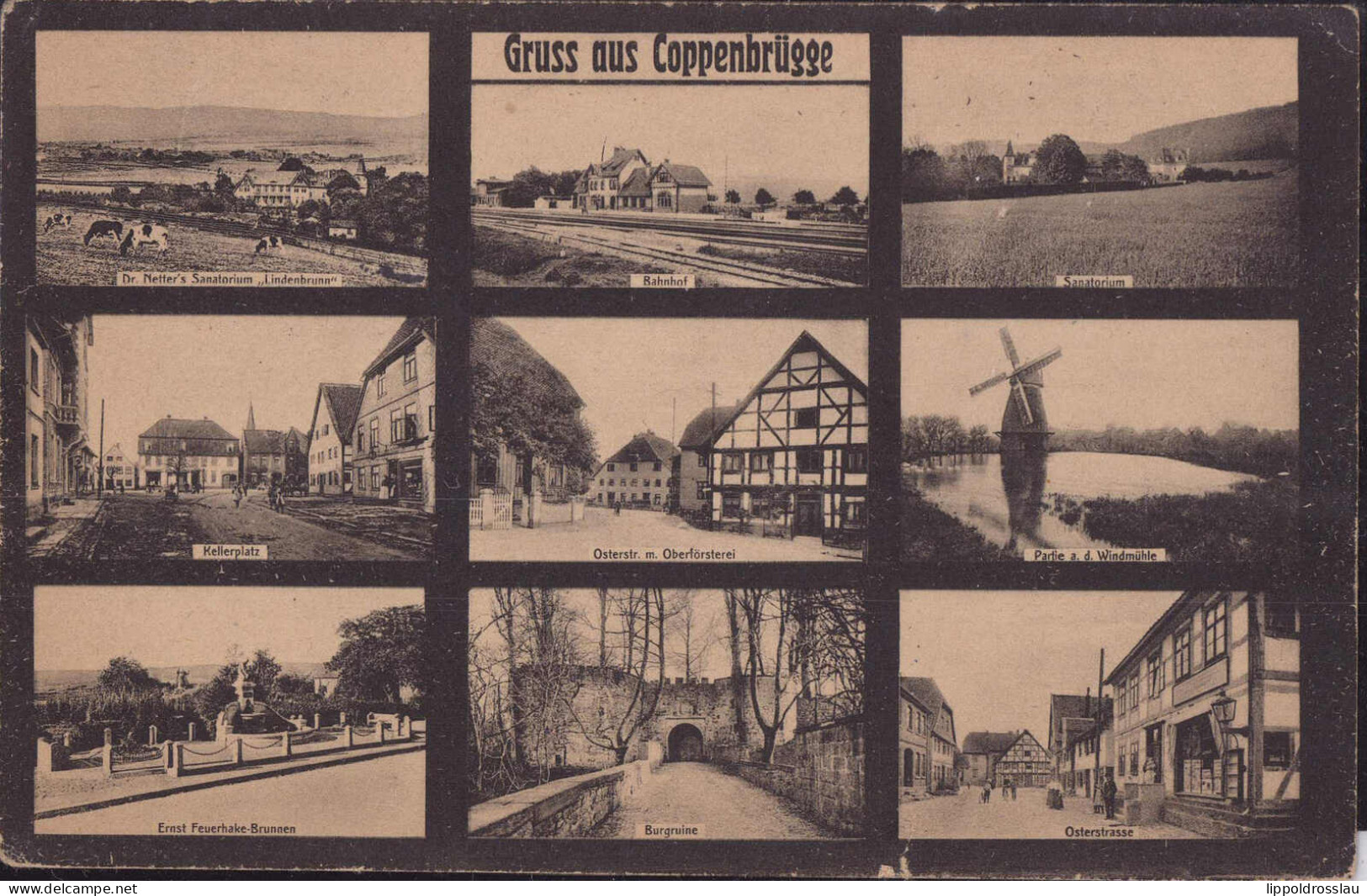 Gest. W-3256 Coppenbrügge 9-Bildkarte Mit Windmühle 1919, Etwas Best. - Hameln (Pyrmont)