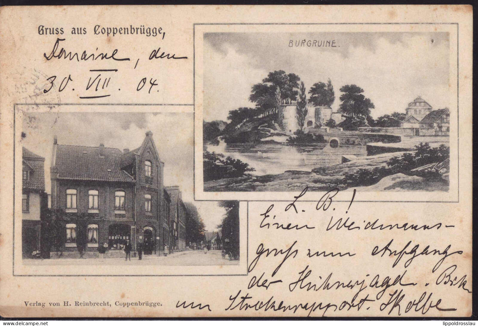 Gest. W-3256 Coppenbrügge Gasthaus Burgruine 1904, Min. Best. - Hameln (Pyrmont)