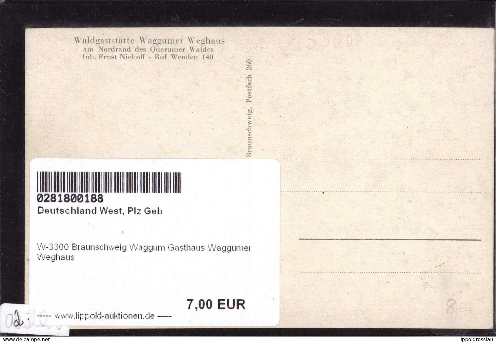 * W-3300 Braunschweig Waggum Gasthaus Waggumer Weghaus - Braunschweig